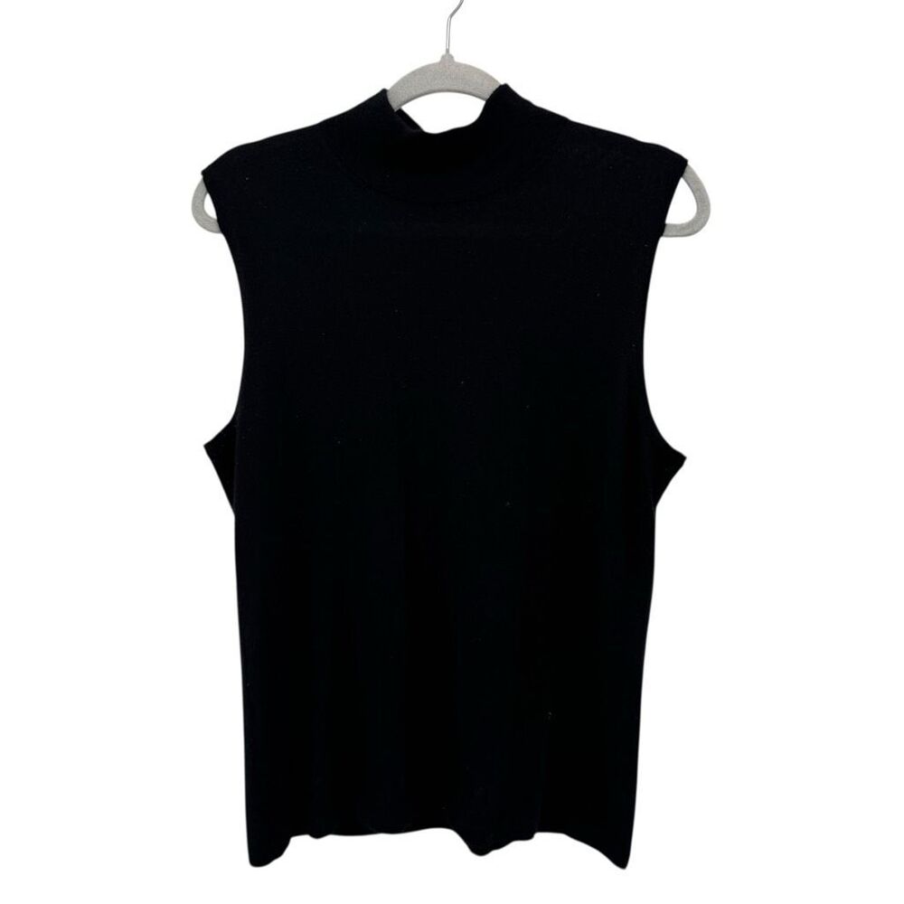 Neiman Marcus 100% Cashmere Sleeveless Mockneck Sweater Size XL Black